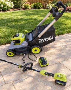 RYOBI 40V HP BRUSHLESS 21" SELF-PROPELLED MOWER  RY40HPLM01-String Trimmer- 3 BATTERIES INCLUDED