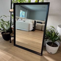 30”H x 22”W - Wooden Black Framed Rectangular Living Room/Bedroom/Bathroom Mirror  