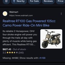 Realtree Rt100 Gas Powered Camo Mini Bike