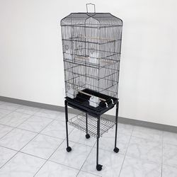 (Brand New) $60 Small to Medium Bird Cage 60” Tall Parrot Parakeet Cockatiel Bird Cage 18x14x60” Rolling Stand 
