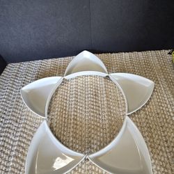 Piece White Ceramic Multisection Serving Dish Set For Appetizers Condiments 