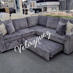 ✅️✅️3-Piece Convertible Sectional
Sleeper Sofa W/Cupholder, Sofa Storage, & USB Ports✅️
