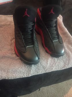 Red and black Jordans