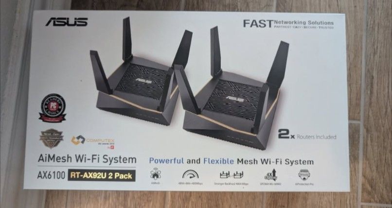 ASUS AX6100 WiFi 6Asus Gaming Mesh Router (RT-AX92U 2 Pack)- Tri-band Gigabit
