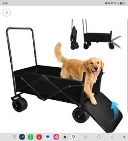 Dog Stroller for Large Dogs,Pet Stroller for Medium Dogs Up to 150lbs,Folding Dog Wagon Cart,Heavy Duty All-Terrain with Adjustable Handle,Storage Org