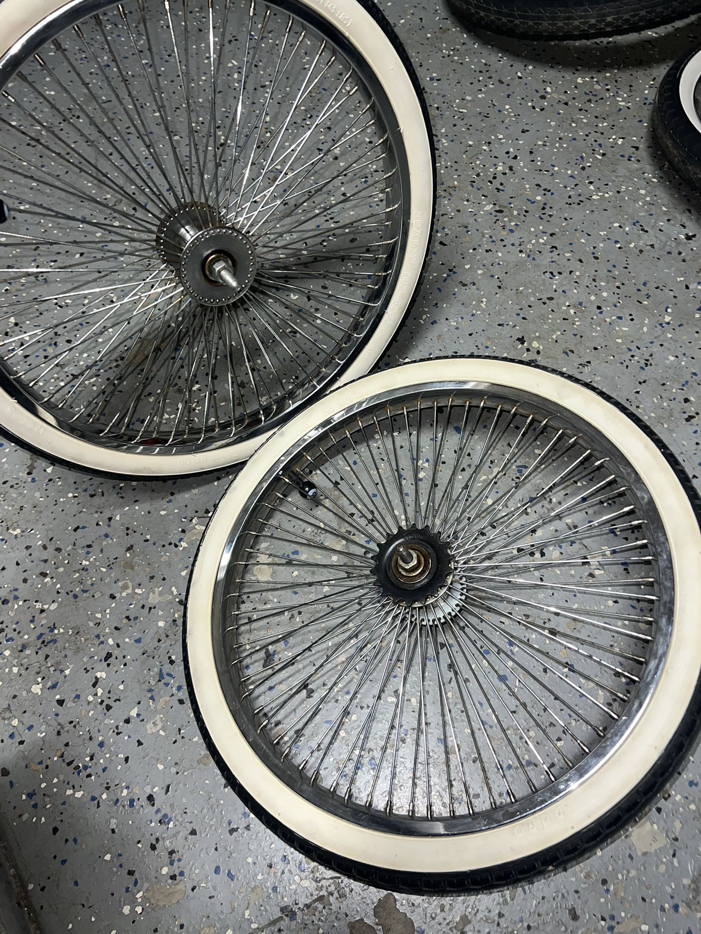 Chrome LowRider 20 Inch 72 Spoke Rims & Tires 20 x 1.75