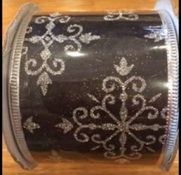 New Black Glitter Wire Ribbon 2.5" 3 Yards