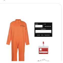 Prisoner Inmate Jail Criminal Orange Jumpsuit 2 XL / Traje de Prisionero Criminal 
