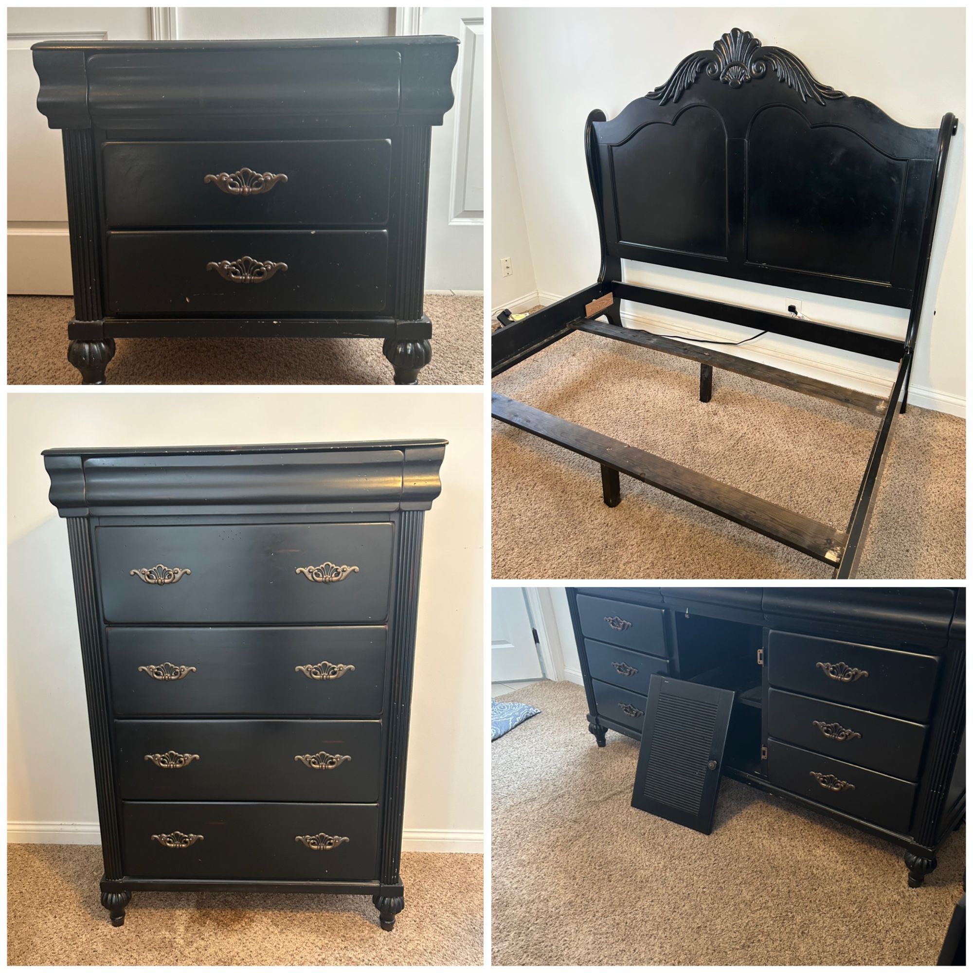 Black Rustic Antique Queen Bedroom Set