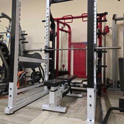 York Barbell STS Multi Function Power Rack With SCS Adjustable Bench Workout Fitness Intek Gym Equip