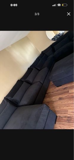Black suede couches