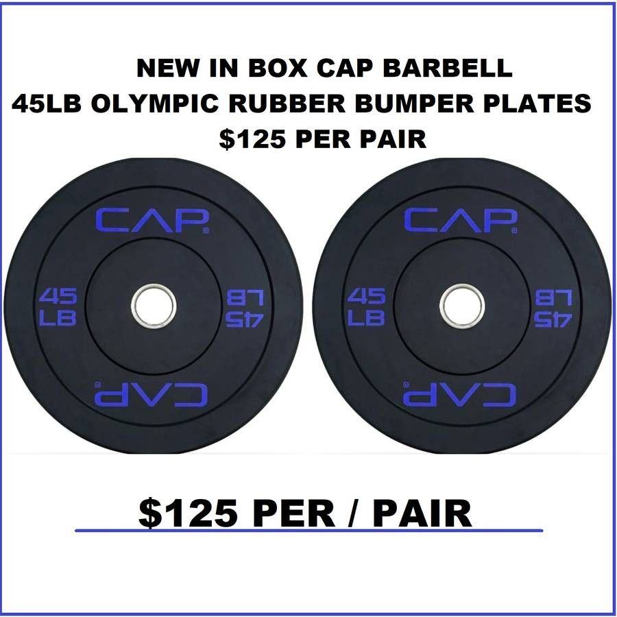 NEW IN BOX CAP 45LB BUMPER PLATES OLYMPIC RUBBER PLATE WEIGHTS


