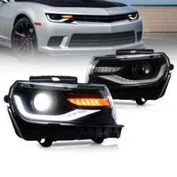 Pair LED Projector Headlights For 2014 2015 Chevrolet Chevy Camaro w/Sequential