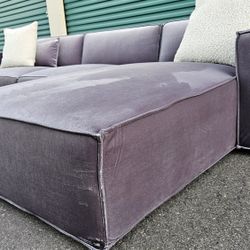 FREE DELIVERY!!! Rove Concepts "Porter" Gray VELVET 2pc Sectional Couch ($3.6K Retail...50% + OFF!!!)