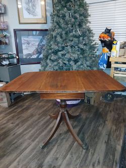 Antique Drop Leaf Mahogany False Drawer Dinning Room Table With Claw F