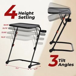 Homy Casa Baseline Adjustable Folding Table Desk with Cup Holder Pink