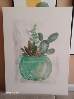 Succulent Canvas Wall Art Watercolor Print
