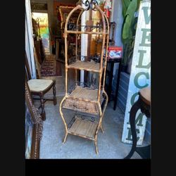 Antique Bamboo Shelf 59, Tall 13 Deep 17 Wide