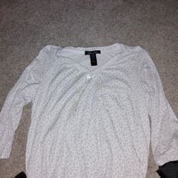 White & Grey Leopard PJ Shirt