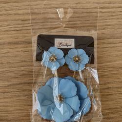 Metal Poppy Flower Dangle Earring- Matte Painted Dual Flower Floral Petal Tiered Drop for Women