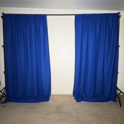 10x10 Blue Backdrop Panel Curtains for Photo, Party, Events Polyester Fabric 2 Pack