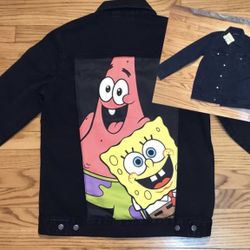 Spongebob Squarepants Black Denim Jean Jacket Men’s New multiple sizes pick up only