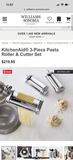 3 Piece William Sanoma Kitchen Aid Pasta Atachment 