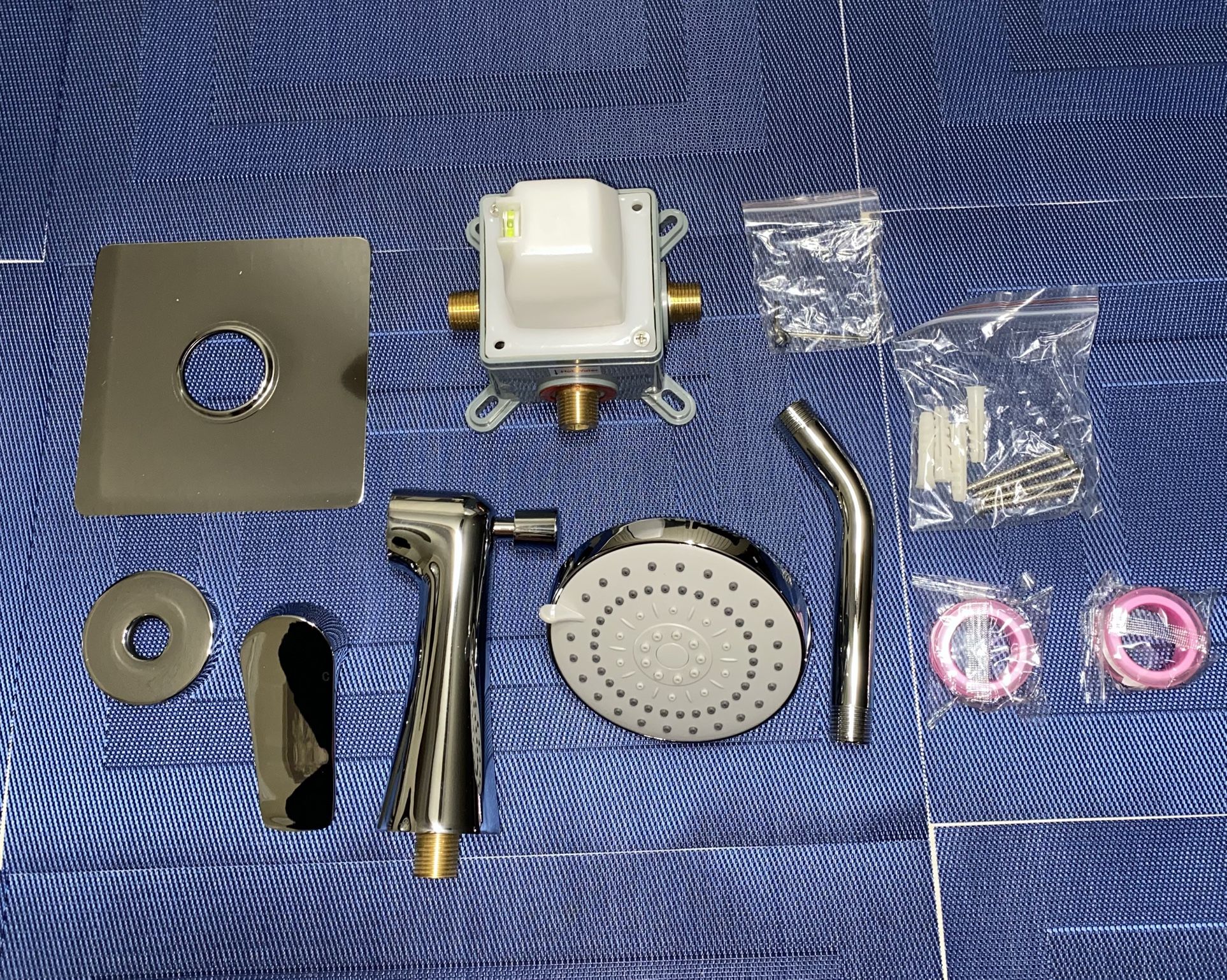 Silver Chrome Yundoom Shower Faucet Set with Tub Spout and 5 Inch Rain Shower Head 