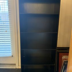 Black 5-Shelf Bookcase – Sturdy, Modern, Great Condition