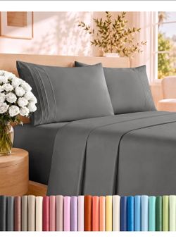 Queen Size 4 Piece Sheet Set - Breathable & Cooling Sheets - Dark Grey
Hotel Luxury Bed Sheets for Women & Men, Deep Pockets, Easy-Fit, Extra Soft and