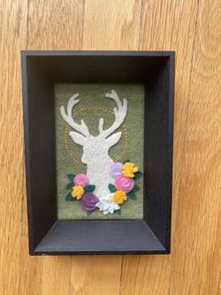 Deer Antler Small Felted Wall Art