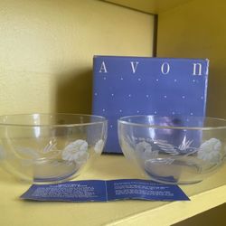 Avon Hummingbird 24% Lead Crystal Etched 5.25" Diameter Dish Bowl