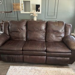 Brown Leather Sofa With Recliners 