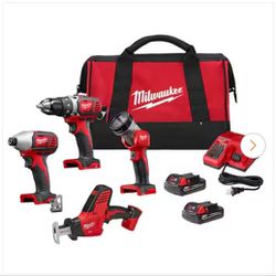 NEW MILWAUKEE DRILL,DRIVER,SAW, AND FLASH LIGHT COMBO