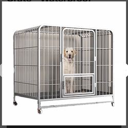 XL 49-Inch Heavy-Duty Metal Dog Crate - Waterproof Removable Waste Tray for Easy Cleaning, Durable Easy-Assemble Pet Cage, Indoor & Outdoor Large Dog 
