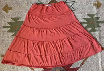 Vintage Y2K Clues Collections Orange Prairie Peasant Skirt Midi Boho size M