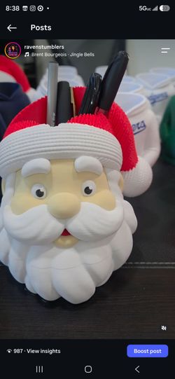 Santa Claus Desk Organizer Pen Holder Bath & Body Works hand soap Holder