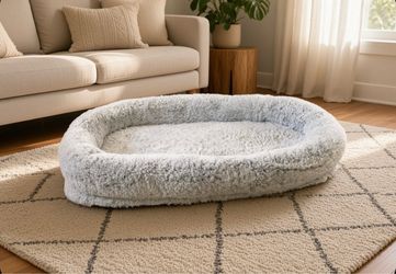 Human Dog Bed, Large Dog Beds for Humans Size Fits You and Pets, Washable Faux Fur Orthopedic Human Pet Bed for People Doze Off, Napping, Present Pill