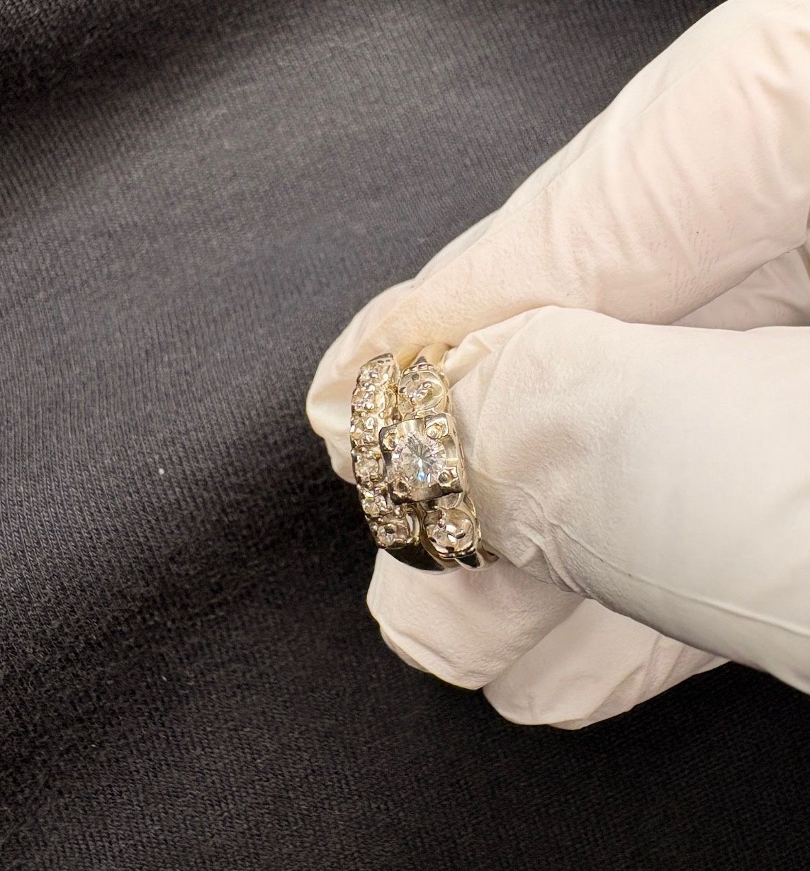 14k vintage white gold wedding rings