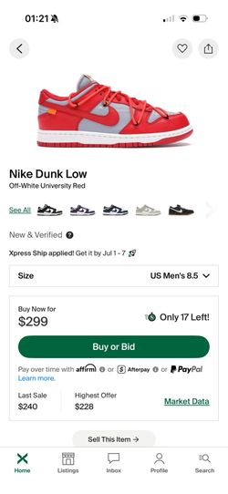 Nike dunk low off white