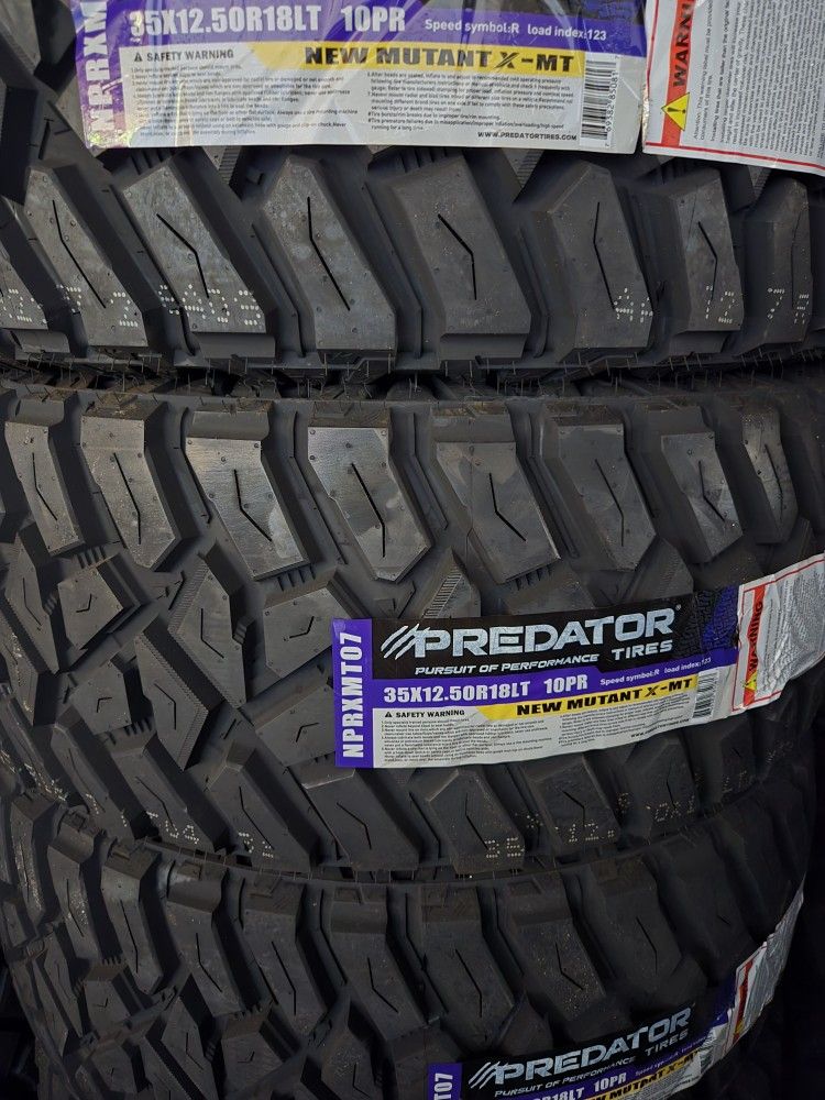 (4) 35x12.50r18 Predator M/T Tires 35 12.5 18 Inch MT 10-ply LT E Rated