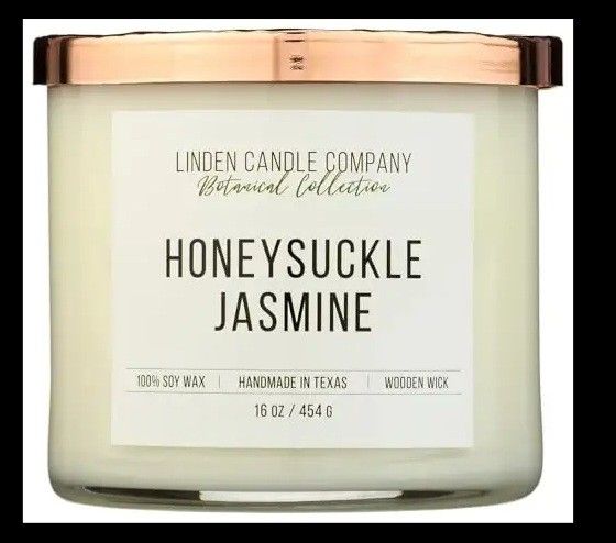 Linden Candle Company Honeysuckle Jasmine Scented Soy Candle, 16 OZ