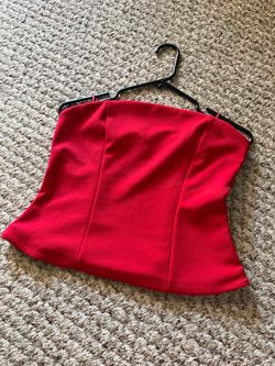 Red Strapless Corset Crop Top