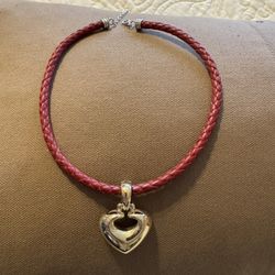 ESPO SIG 925 & RED CORD W/HEART ENHANCER/PEND NECKLACE 16-18"