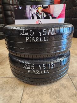 225 45R 18 PIRELLI CINTURATO P7 RUN FLAT TIRES 2254518 USED TIRES (PAIR) MOUNT BALANCE INCLUDED