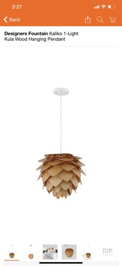 Designers Fountain Kaliko 1-Light Kula Wood Hanging Pendant
