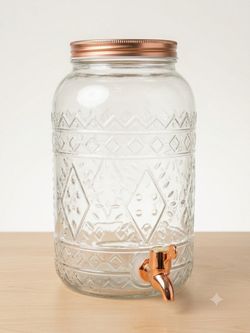 Glass Beverage Dispenser with Copper Lid and Spigot