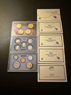 Coins – 5 proof sets – 2010S thru 2014S (San Francisco mint) in original mint packaging - Total 5 sets 70 coins