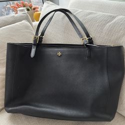 Tory Burch Leather Purse Tote Large Black