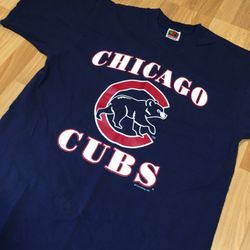 Vintage 1998 Chicago Cubs Navy Blue T Shirt Mens M 90s Big Cub C Logo Sosa